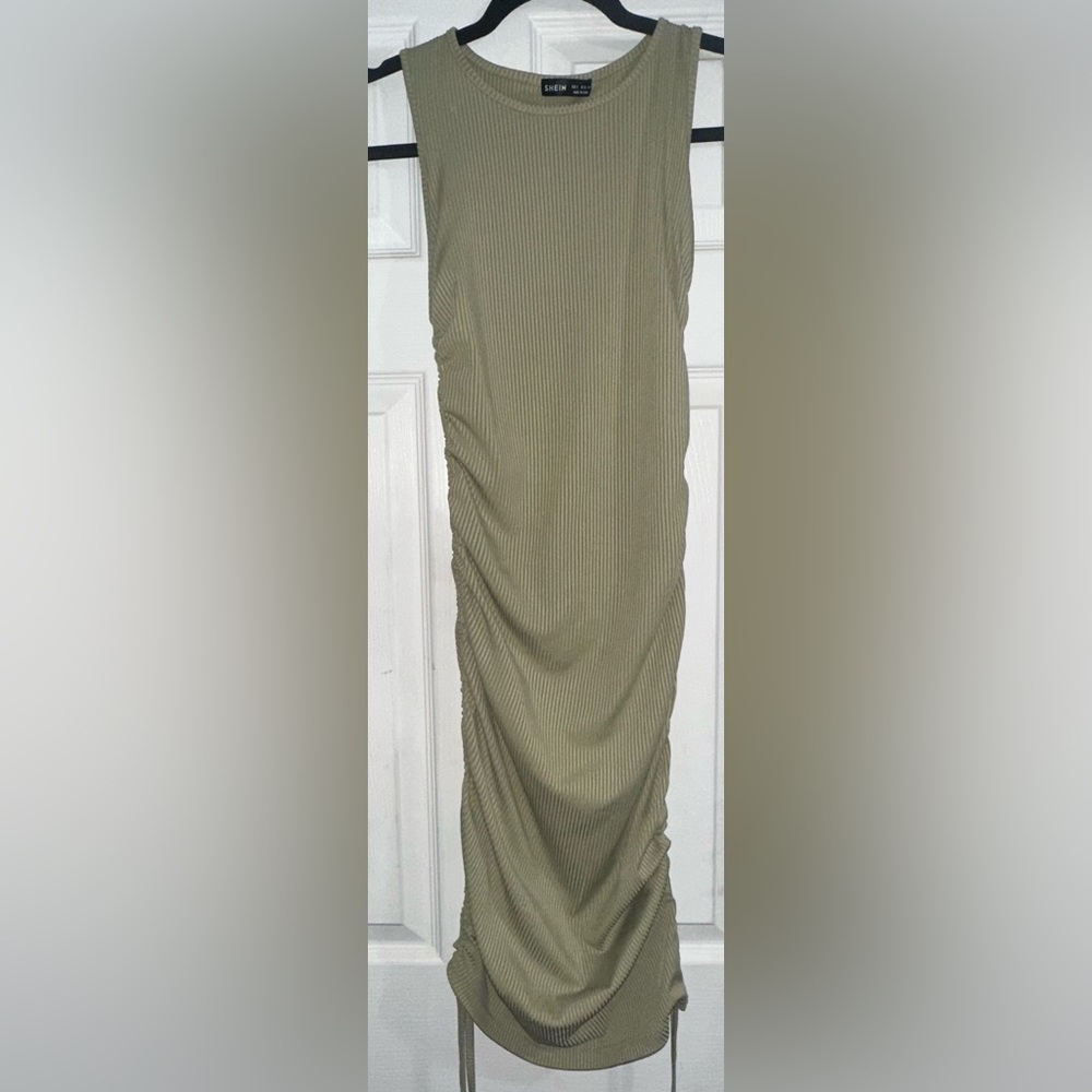 SHEIN Sage Green Ribbed Pencil Dress